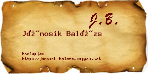 Jánosik Balázs névjegykártya
